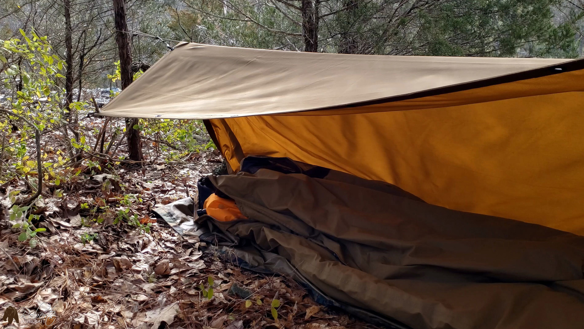 Overnight camp in USMC bivy and sleeping bag