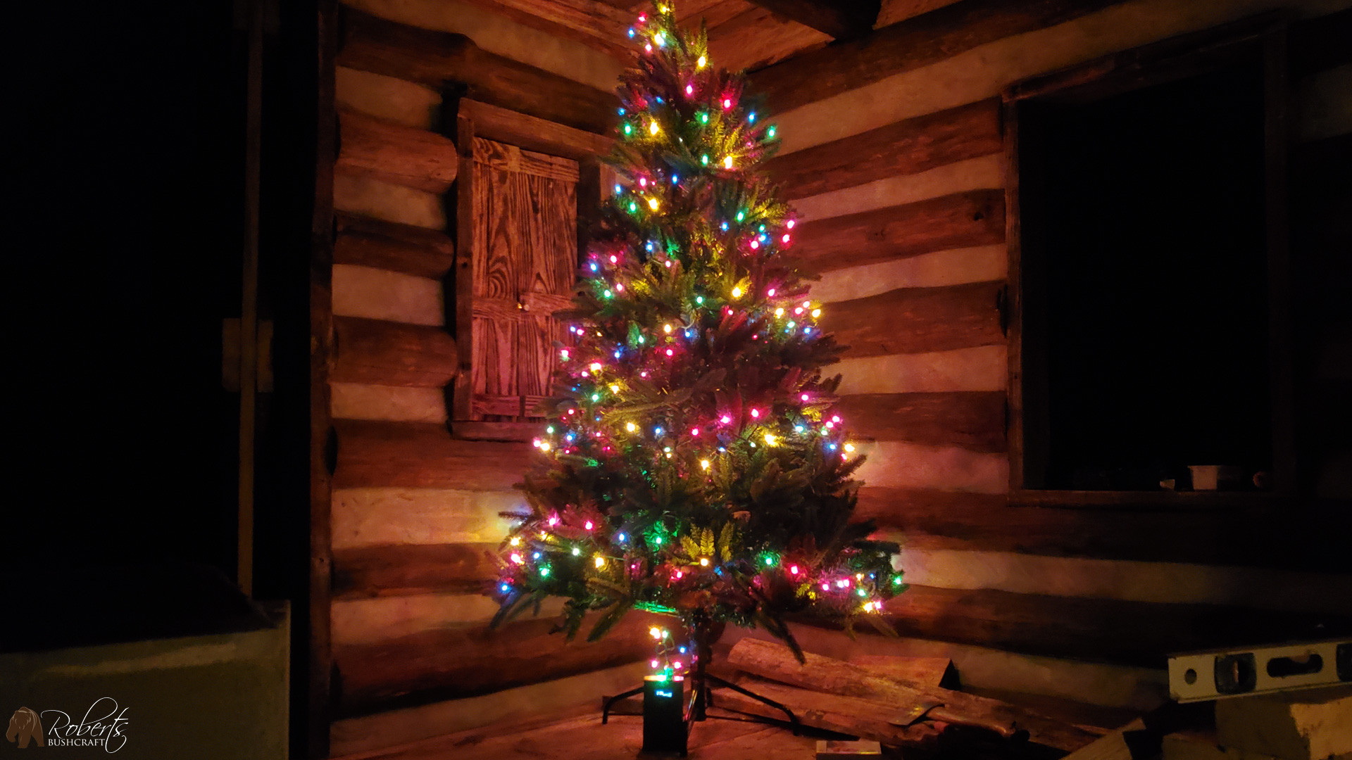 Our very first Christmas tree in our cabin