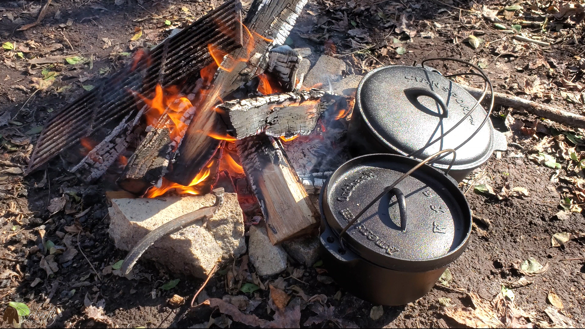 Dutch Oven Cornish Hen and Peach Cobbler over Campfire