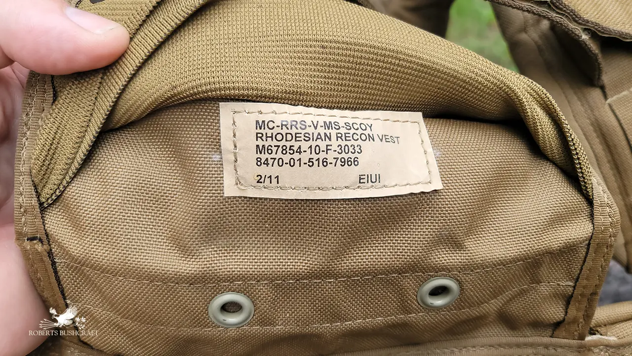 Eagle Industries Rhodesian Recon Vest data plate