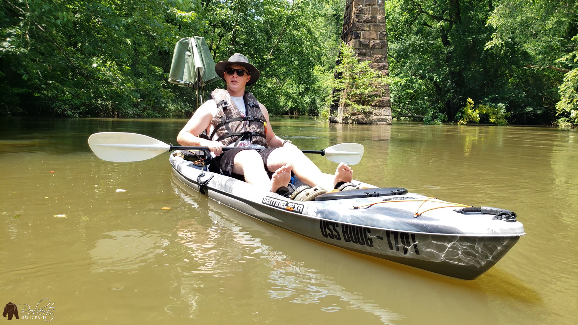 Kayak overnight camping on the Roanoke River