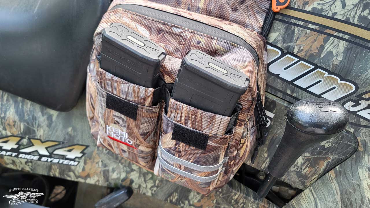 Kemimoto ATV Tank Bag holds two MAGPUL PMAG AR-15 magazines