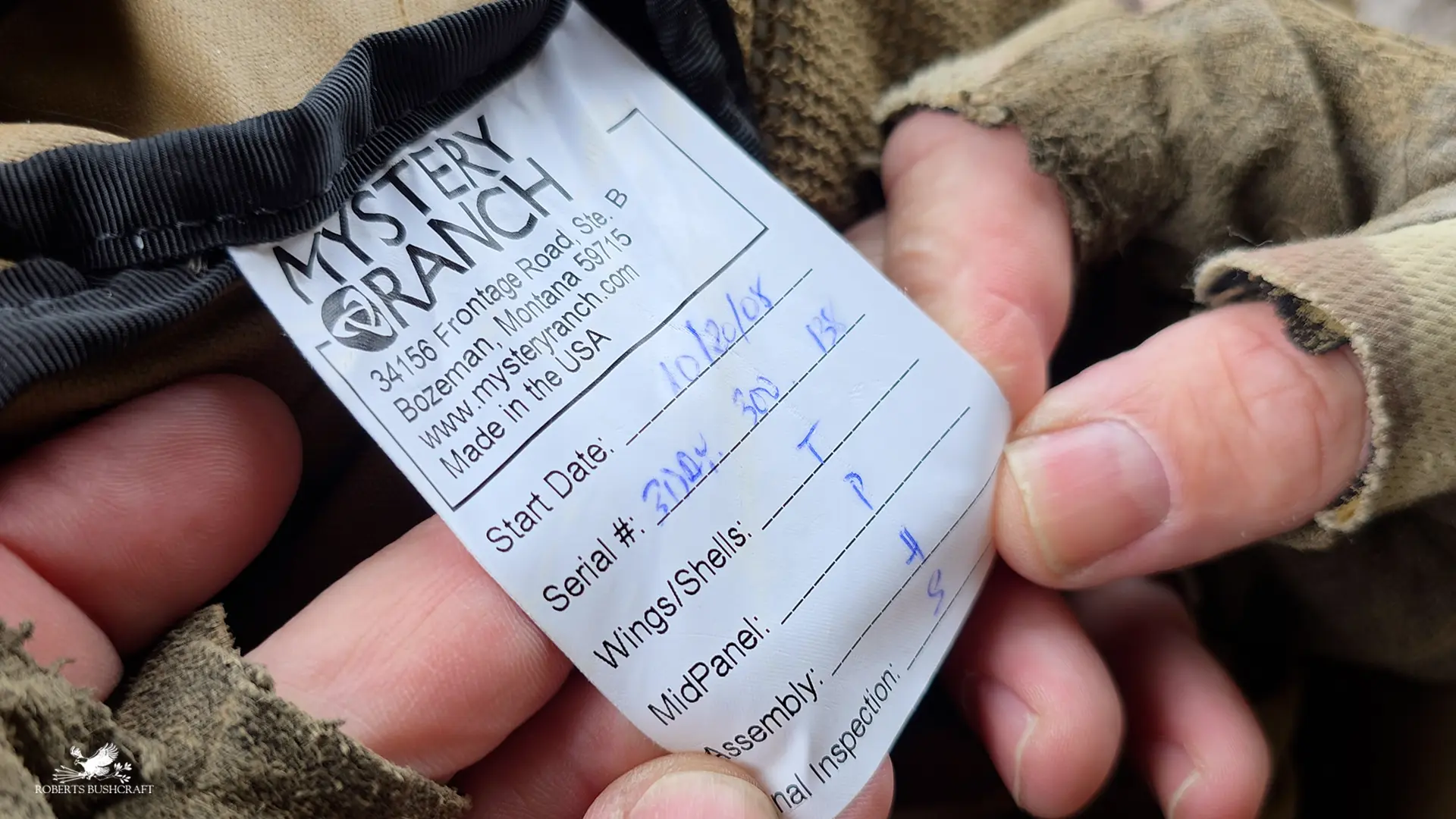 Mystery Ranch 3-Day Assault Pack data tag