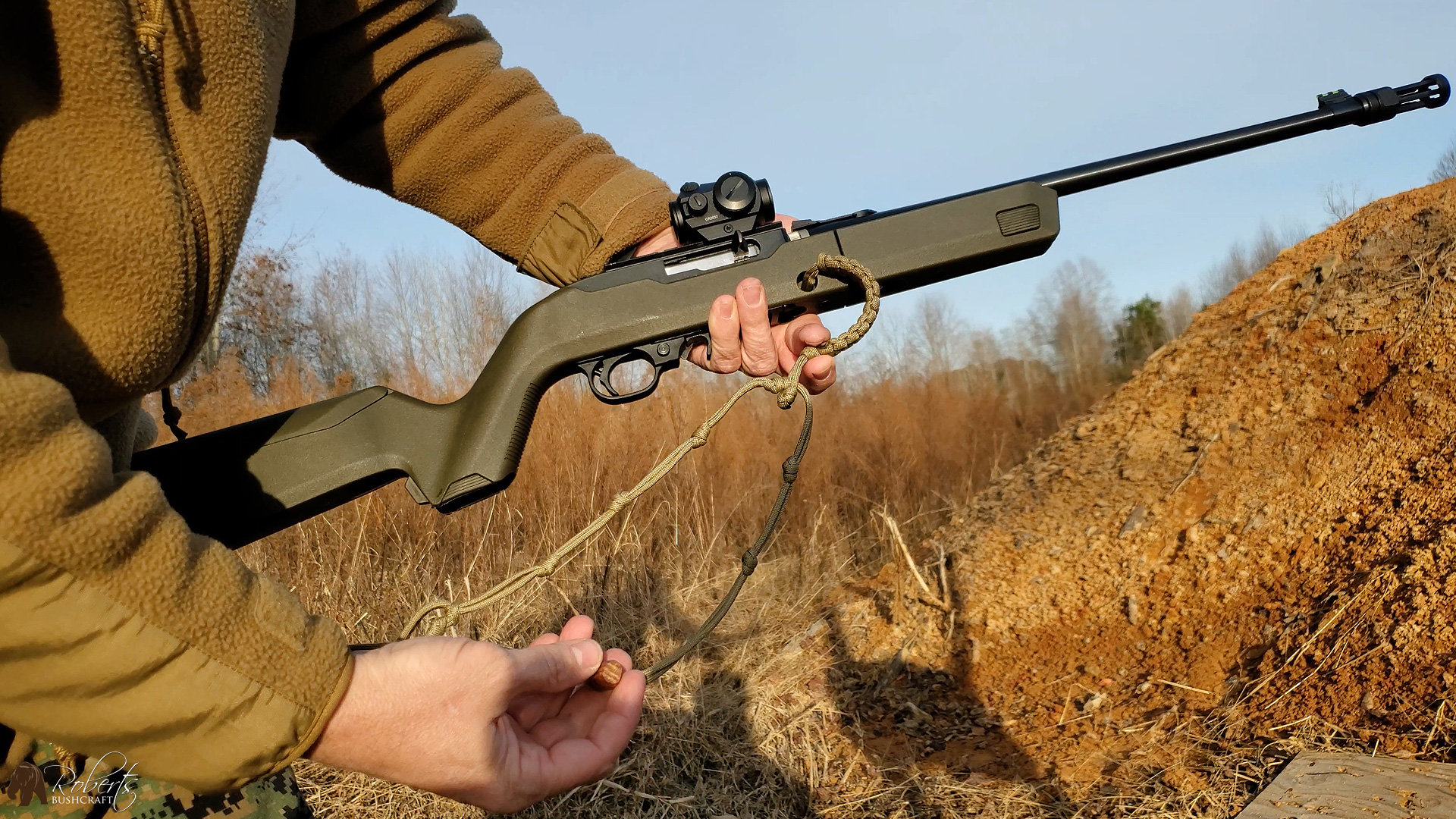 Adjusting the sling on a Ruger 10/22 takedown rifle