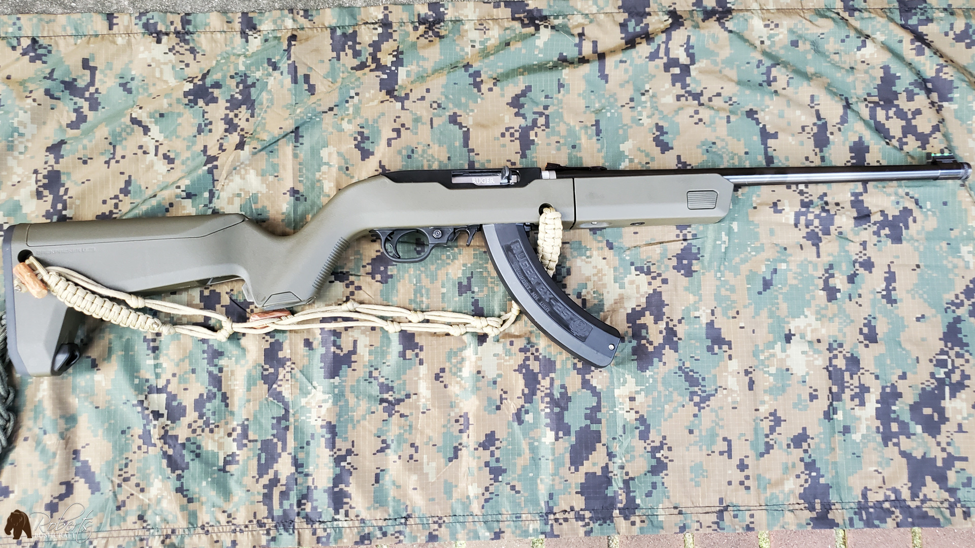 Ruger 10/22 Takedown with Magpul X-22 Backpacker Stock with paracord sling and BX-25 magazine