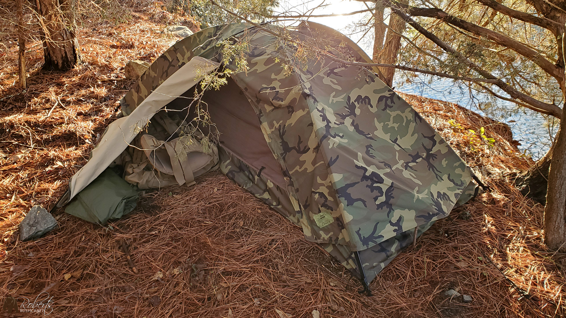 Overnight camping in military surplus one man combat tents TCOP