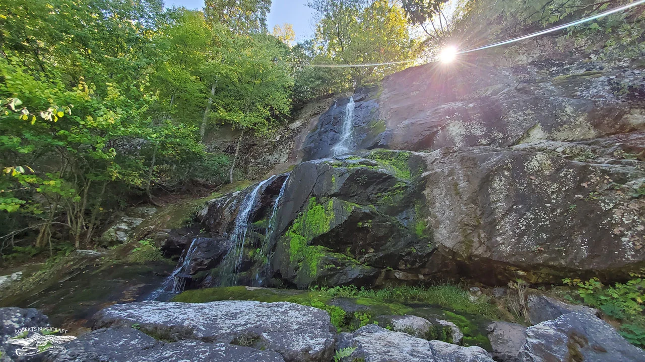 Apple Orchard Falls with sun setting over the ridge