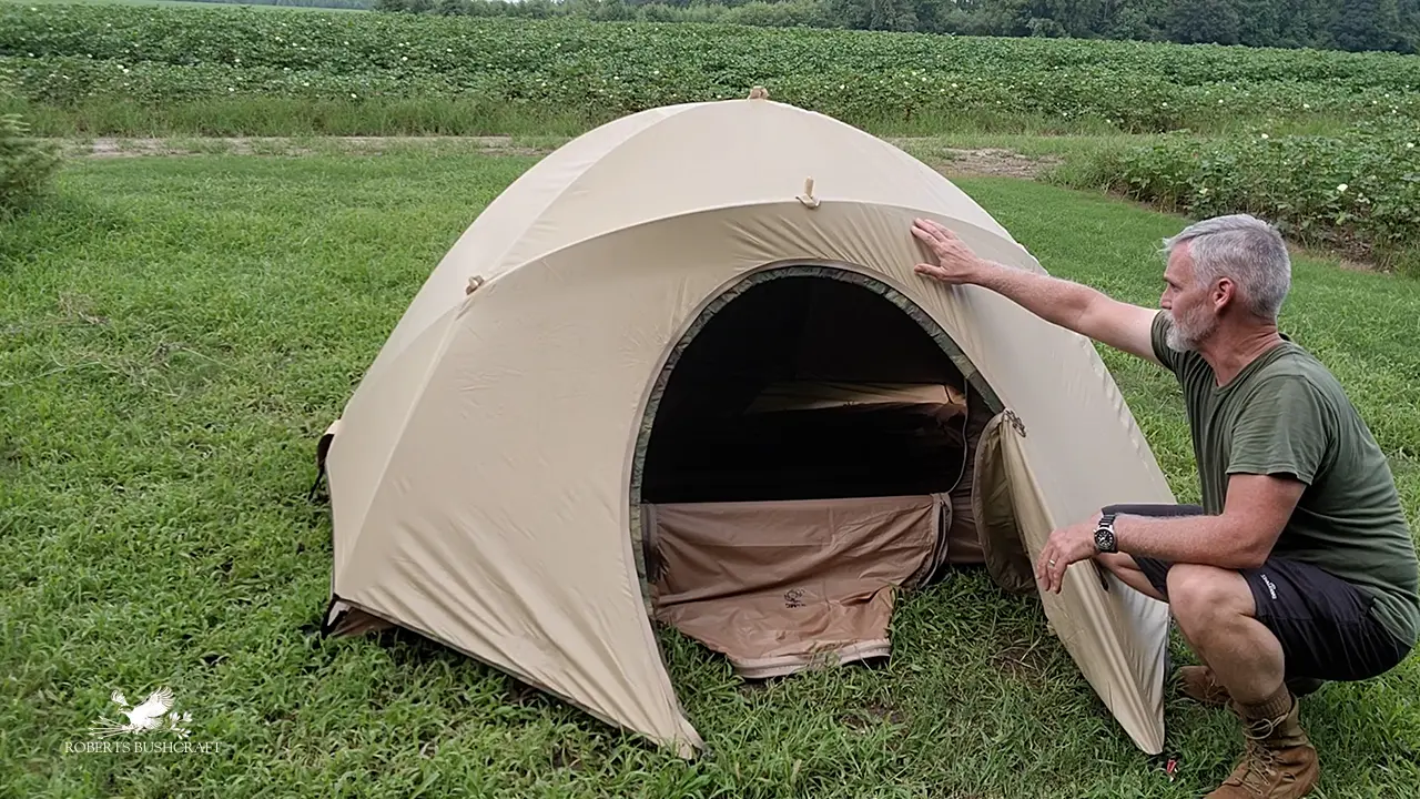 USMC 2 Man Combat tent with desert tan rain fly